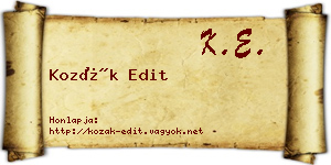 Kozák Edit névjegykártya